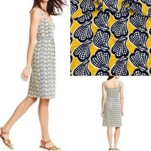 Boden Yellow Sleeveless 100% Cotton Seashell Print Claire Dress